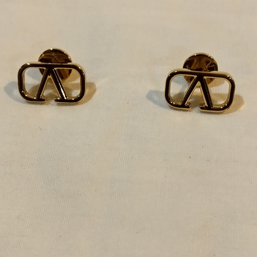 Valentino Gold Logo Earrings
